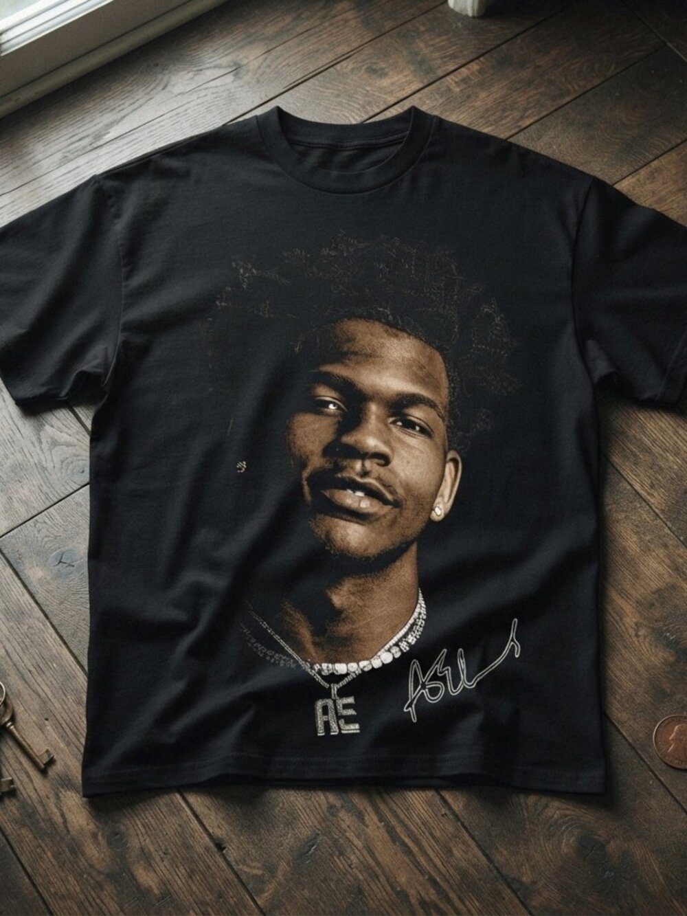 Anthony Edwards AE Vintage Style Graphic Black T-Shirt